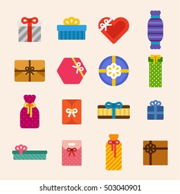 Various types of gift wrap vector illustration flat design