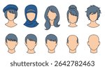 Various Types Of Hairstyle for Man and Woman Set Cartoon Style Art Illustration