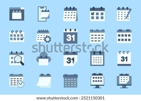 various types of icons for calendars used for design media, simple flat icon vector
