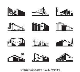 Various types of industrial construction - vector illustration