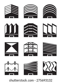 Various types of industrial roofs - vector illustration