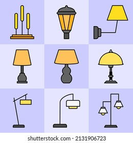 varios tipos de diseños de lámparas. una colección de varios diseños de lámparas de colores