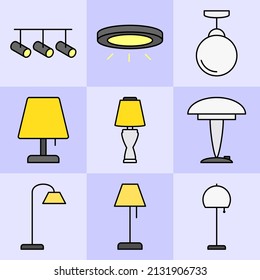 various types of lamp designs. a collection of various colored lamp designs