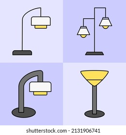 varios tipos de diseños de lámparas. una colección de varios diseños de lámparas de colores