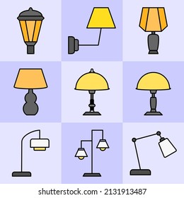 various types of lamp designs. a collection of various colored lamp designs
