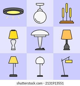 varios tipos de diseños de lámparas. una colección de varios diseños de lámparas de colores