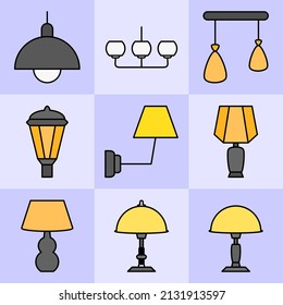 various types of lamp designs. a collection of various colored lamp designs