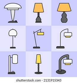 various types of lamp designs. a collection of various colored lamp designs