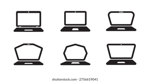 Various types of laptops shown from a top-down perspective with diverse display designs