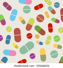 Various types of medications, pills, capsules.Vector.Illustration