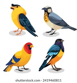 various types of ornamental birds, vector design set