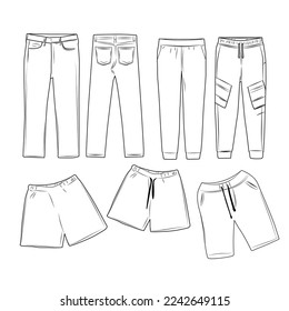varios tipos de pantalones con fondo transparente