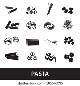 Various types of pasta for making food in restaurants and cooking eps10