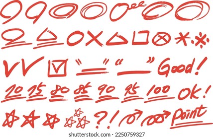 
Various types of red pencil frame and icon set