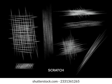 Various types of scuffs, scratches and dirty texture on a black background.