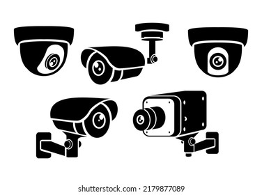 
various types of security camera. cctv 

surveillance security camera. security camera 

icons video surveillance cctv sign set

