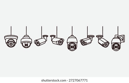Various types of security cameras and surveillance systems monitoring devices