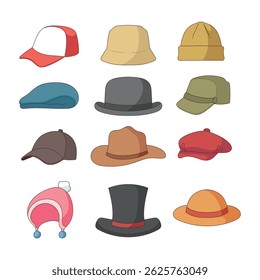 
Various types and shapes of hats