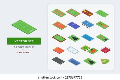 Various types of sports fields vector isometric set