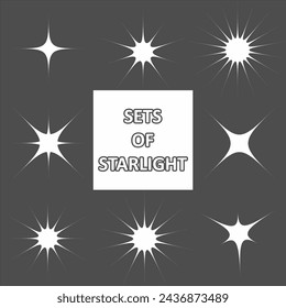 The various types of starlight gleams and brightness in different shapes against a dark background