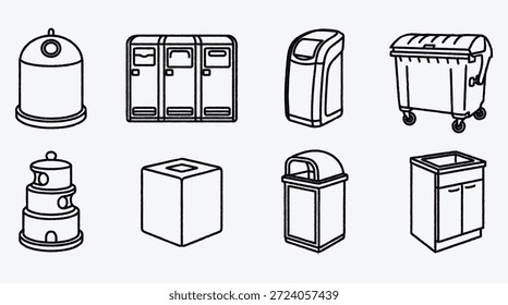 Verschiedene Arten von Mülltonnen und Recycling-Behälter Illustration