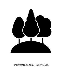 Various types of trees on a hill vector icon 