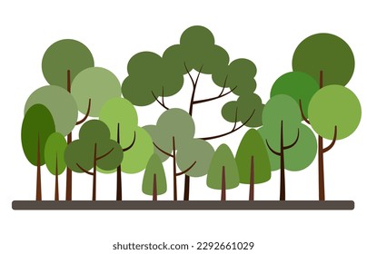 Various types of trees. Tree in the forest. Tree for background. Green tree in the nature. Vector tree design.