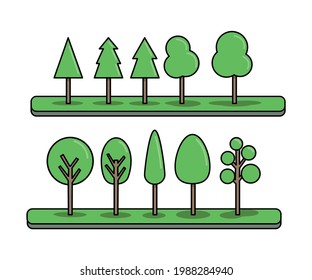 various types of trees in vector