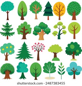 various types of trees in vector form