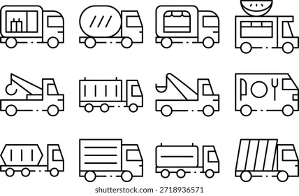 Various types of trucks and vehicles