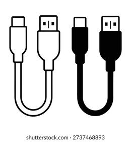 Various types of usb cables and connectors illustrated in black and white.