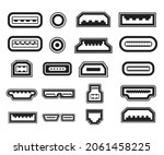 various types of usb ports symbol set vector illustration