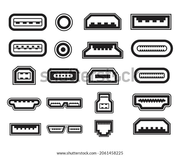 Various Types Usb Ports Symbol Set Stock Vector (Royalty Free ...