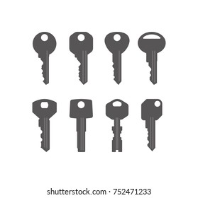 Various types of vector silhouettes of a key