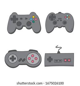 Various types of video game, gamepad, game control, hardware. Vector