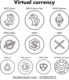Diversos tipos de juego de iconos de moneda virtual