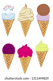 Various types of waffle ice. Vector file eps 10