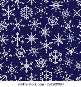 various types of white snowflakes in seamless pattern eps10