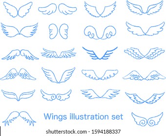 Various types of wing illustration set
