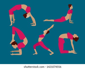 various types of yoga pose illustration in vector 