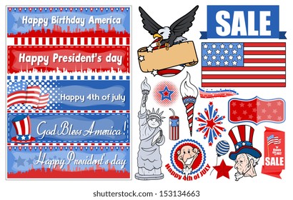 Various USA Patriotic Designs Vector Set