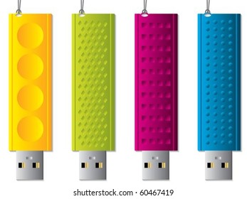 Various usb sticks with ropes
