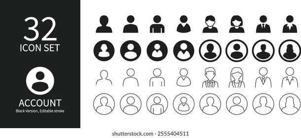 Various user account icon sets