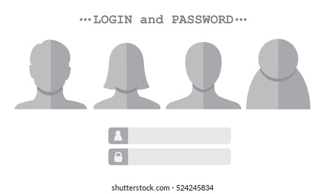 Various user icon and authentication login form 