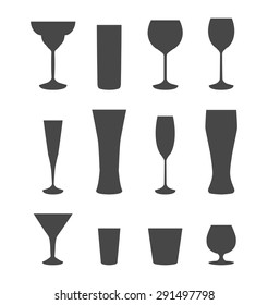 various utensils. glasses for cocktails, wine, vodka, beer and water. everything for the bar and pub