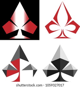 various variants of card suits clubs minimalist