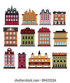 Various variants of houses on the white