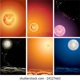 Various variants of planets in the star sky