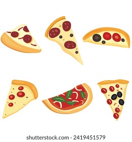 various variations of pizza, vector design set