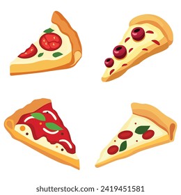 various variations of pizza, vector design set